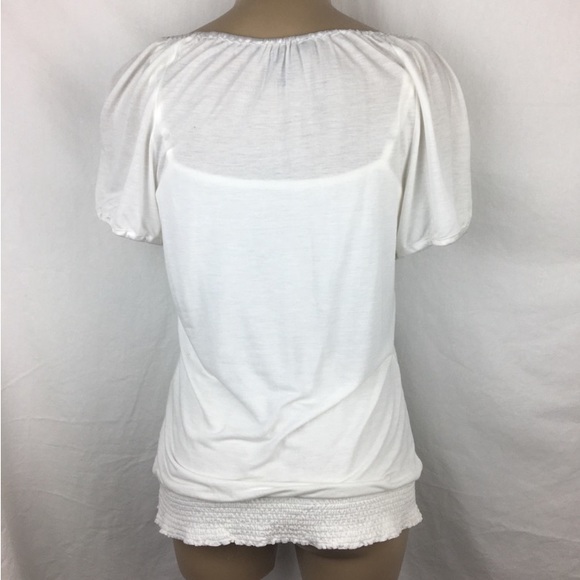 White Peasant Off Shoulder Blouse & Tank Top by White House Black Market M - Picture 5 of 9